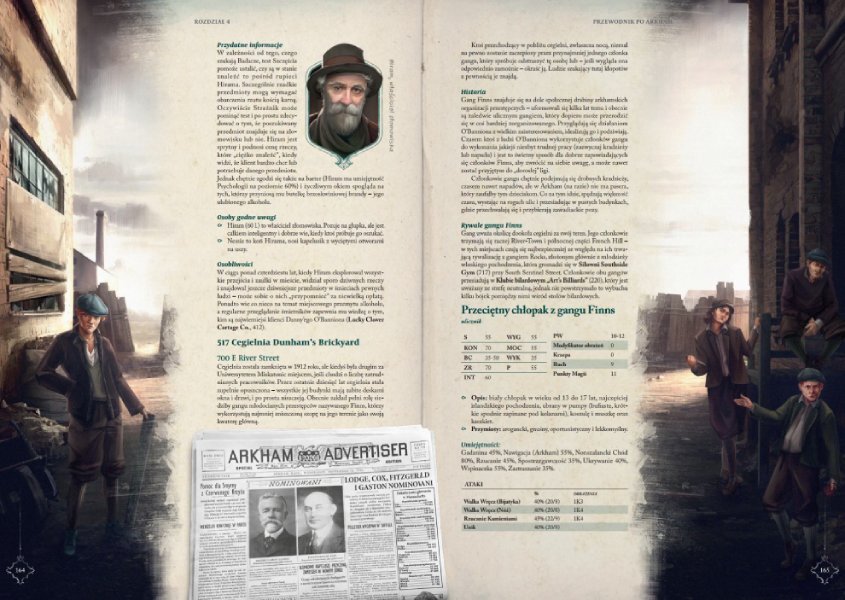 Przykładowe strony z książki Arkham